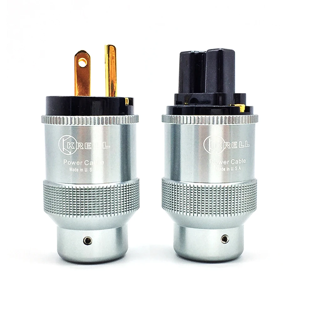 Pair Krell Gold Plated US Power Plug Connector Cord Plug+IEC Female |
