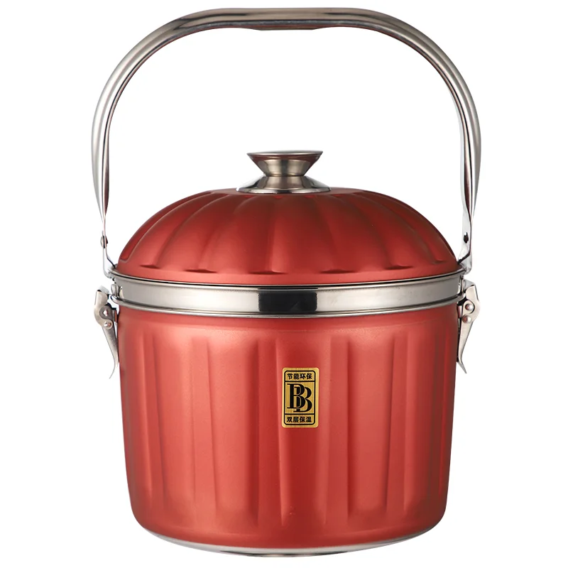 

Thick 304 stainless steel stockpot Fire-free Reboiler Insulation soup pot 7.5L pot large capacity lunch pot kitchen pot