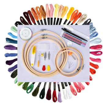 

50/100 Color Skeins Embroidery Floss Cross Stitch Thread Hoop Kit Knitting Craft Set DIY Sewing Tool Stitch Handcraft Needlework