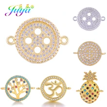 Juya DIY Jewelry Accessories Supplies Button Pineapple Tree Hinduism OM Round Shape Charm Connectors For Earring Bracelet Making Juya DIY Jewelry Accessories Supplies Button Pineapple Tree Hinduism OM Round Shape Charm Connectors For Earring Bracelet Making