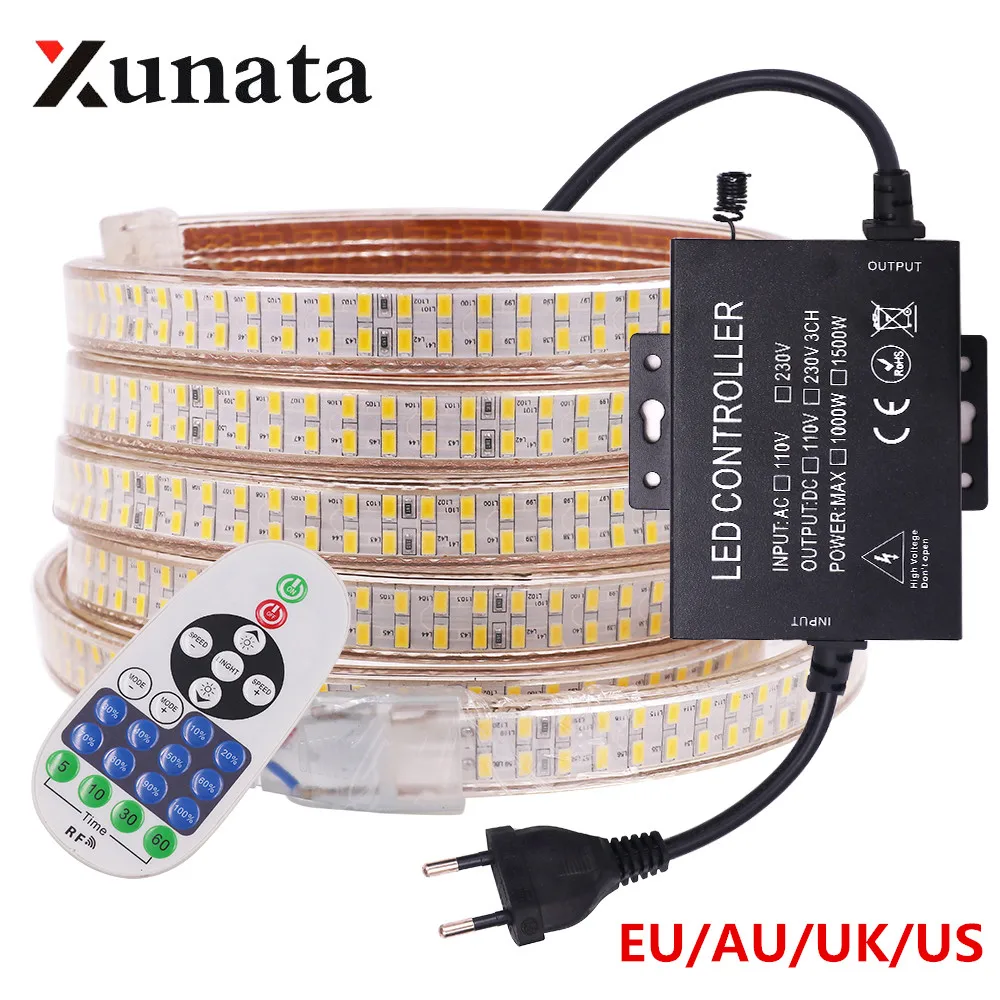cheap 5630 5730 Led Strip Light Waterproof 240Leds m Double Row Flexible Tape LED Stripe With 1500W Dimmer Remote 220V 110V
