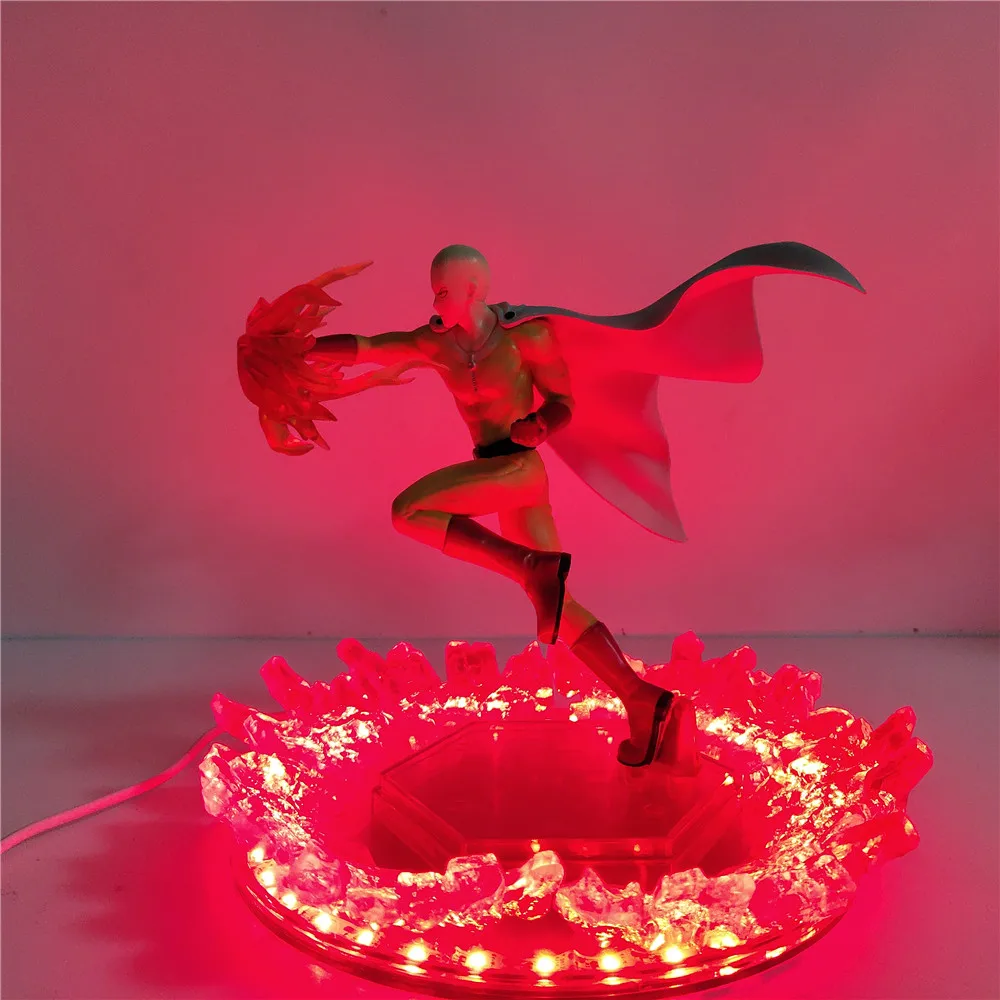 One Punch Man Saitama 3D Led Night Lights Set Anime Action Figures Toys Super Heroes Figurine Saitama Model Collection DIY Figma