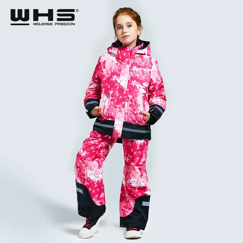 WHS Лидер продаж новинка зимние костюмы для девочек детская Лыжная спортивная