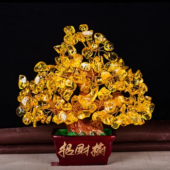 

Besegad Resin Crystal Money Tree Feng Shui Bonsai Office Shop Home Chinese New Year Ornament Decors for Good Luck Fortune Wealth