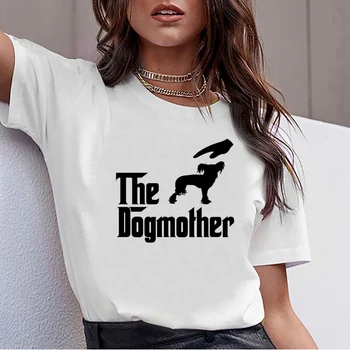

Tops T Shirt Women the dogmother chinese crested dog Comic Inscriptions Print Female Tshirt