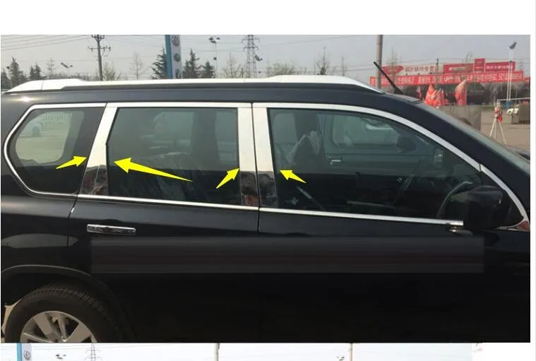 For Nissan x-Trail X Trail t31 Stainless Window Trims Protector Cover Strips Center Pillars Molding car Accessories | Автомобили и