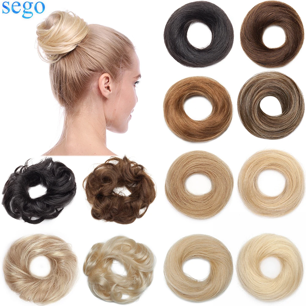SEGO Messy Bun Hair Pieces Real Human Hair Scrunchie Elegant Chignon