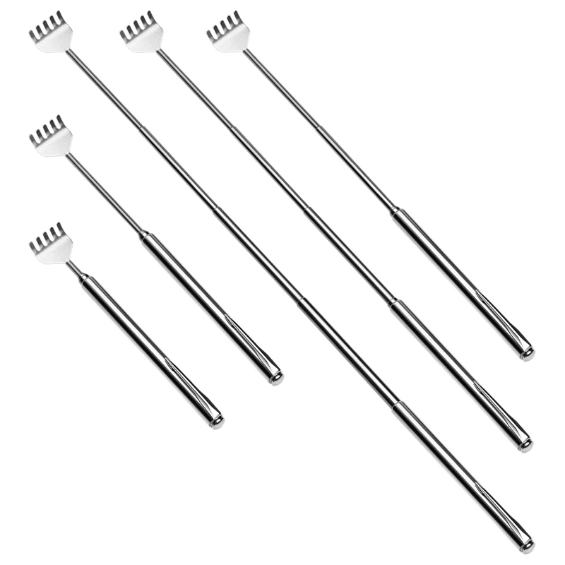 

6 Tooth Back Scratcher,Portable Extendable Telescopic Metal Back Scratchers/Hand Massager with Pocket Clip for Thanksgiving,Birt