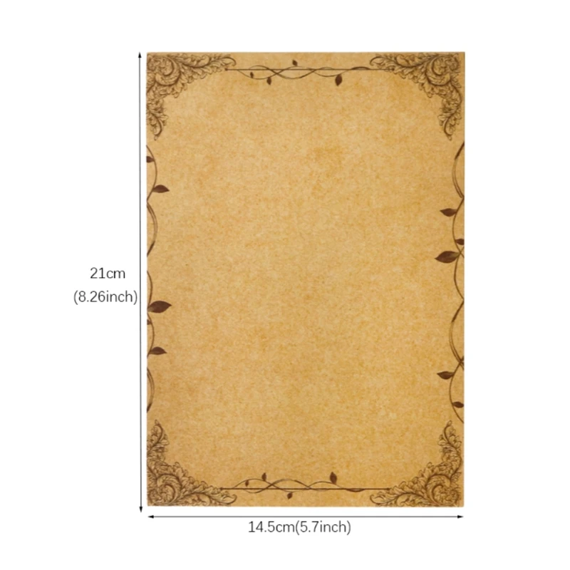Retro Writing Papers Stationary Paper Pack of 8 Parchment Antique Colored Printed Paper