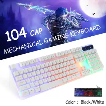 

NEW 104 Keys Wired USB Mechanical Gaming Keyboard RGB Back Light Transparent Keycaps Ergonomics Keyboard Ergonomics Waterproof