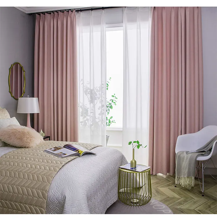 Linen Texture 100% Blackout Curtains for Bedroom Long Living Room Window Curtains Thermal Insulated Blinds Curtain Panels Drapes