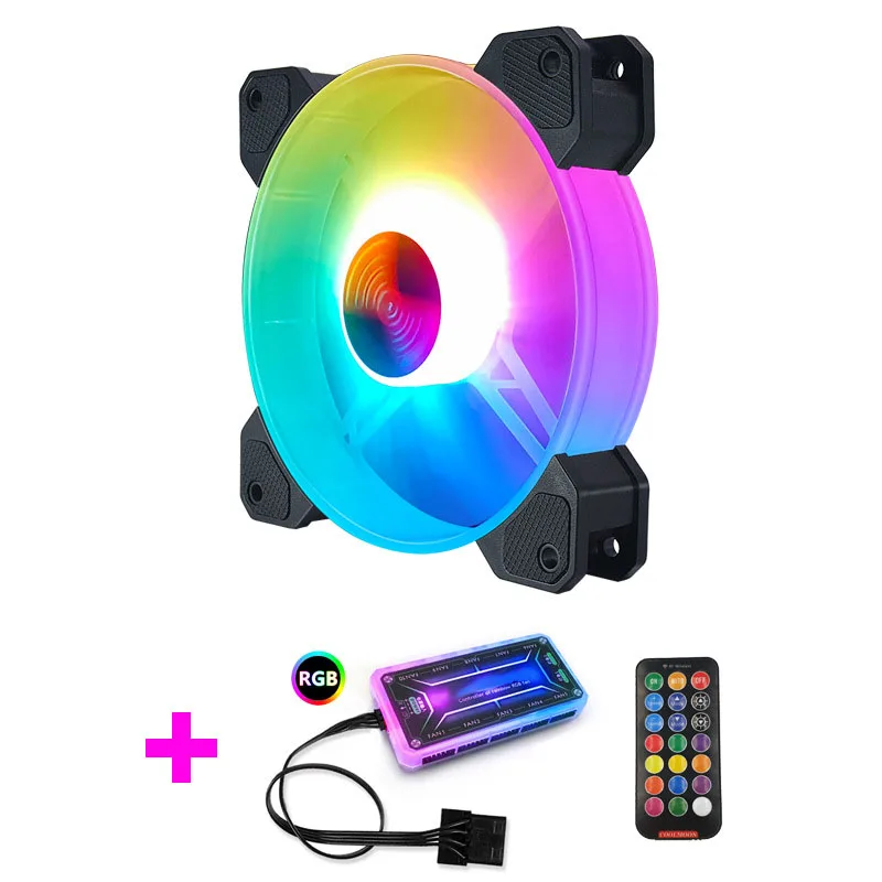 

New Desktop PC Computer Fan Case Cooling Fan Unit Fan 8025 12cm with LED Lights Color Changing RGB Chassis Fan 120*120*25 mm