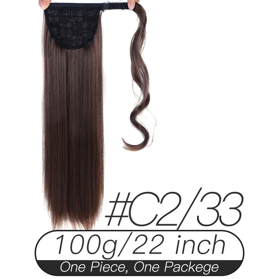 Xnaira афро поддельные волосы пучок кусок блонд длинный прямой шнурок конский хвост Синтетический конский хвост наращивание волос Клип Ins для черного - Цвет: C2I33