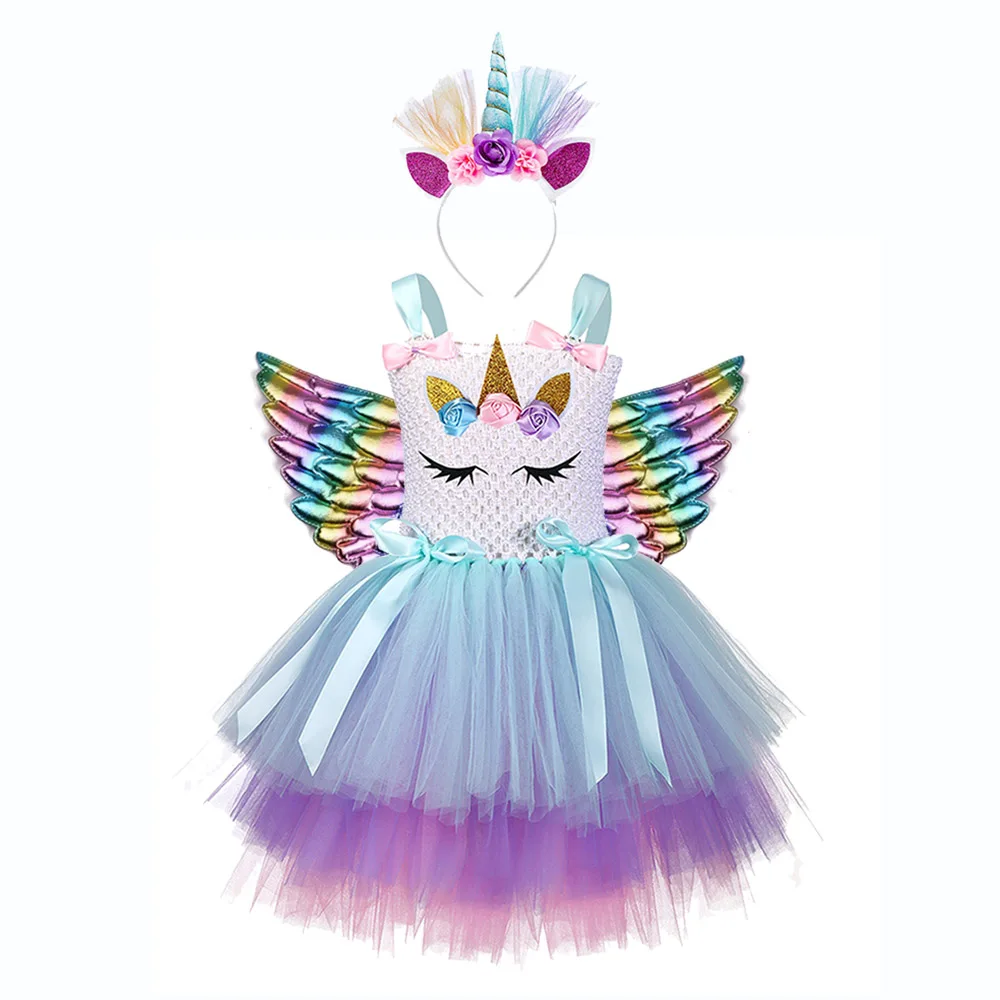 Najtaniej Dzieci kwiat cekiny tiul jednorożec sukienka śliczne Lol jednorożec kostium dla dziewczynek urodziny dziecko ubrania świąteczne impreza dla dzieci sukienki