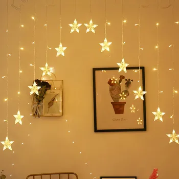 

LED Star Curtain Lights 16 Stars Lights Window String Lights Plug in Curtain String Lights Holiday Party Wedding Decor light#30