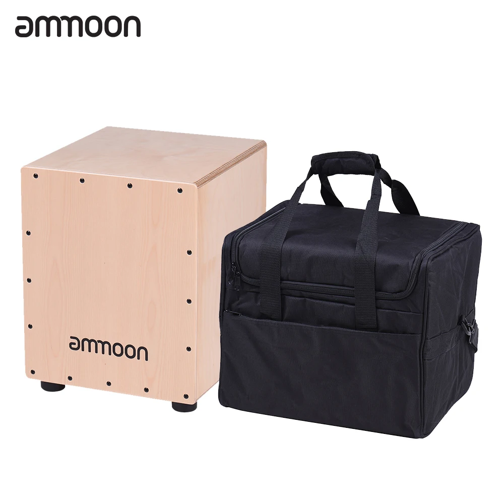 Ammoon Средний размер деревянный Cajon коробка барабан ручной барабан ударный инструмент березовая древесина с регулируемой струной сумка для переноски для взрослых