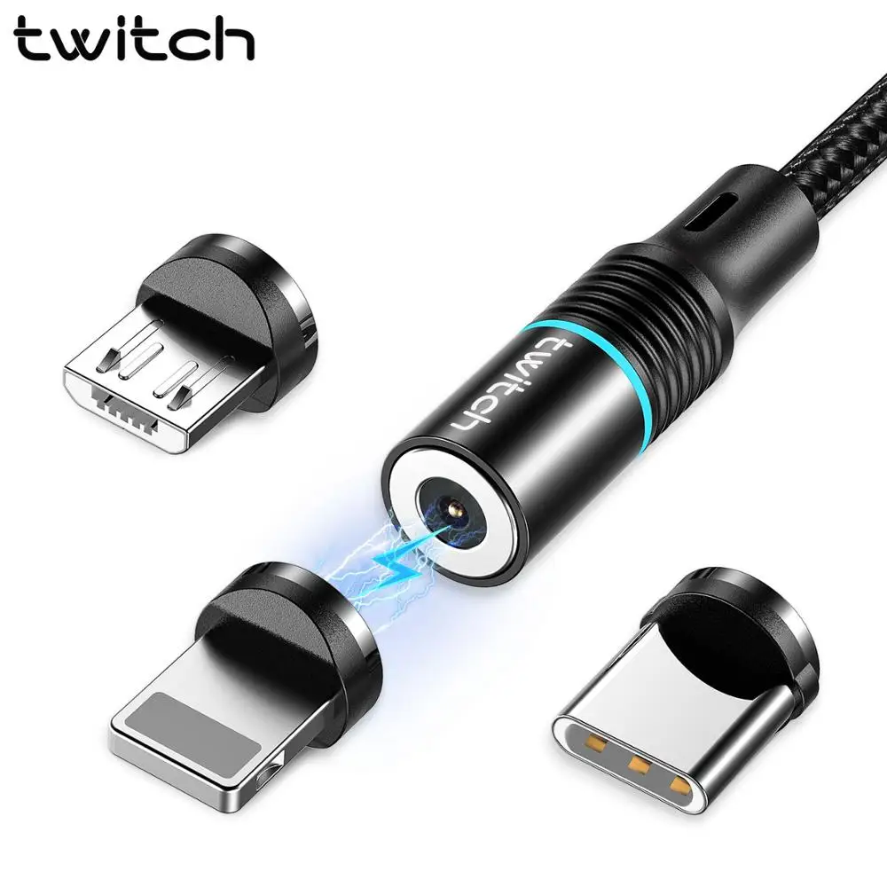 Twitch T01 Magnetic Micro USB Type C Cable For iPhone Xiaomi Mobile Phone Fast Charging USB Cable Magnetic Charger Wire Cord