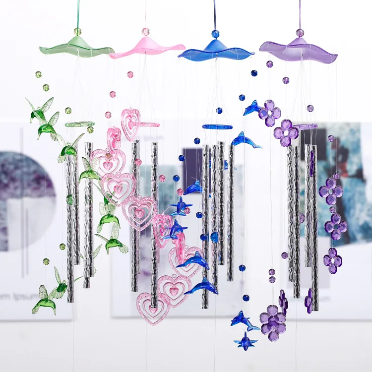 Creative dolphin love wind bell aluminum tube metal door and window decoration DIY | Дом и сад
