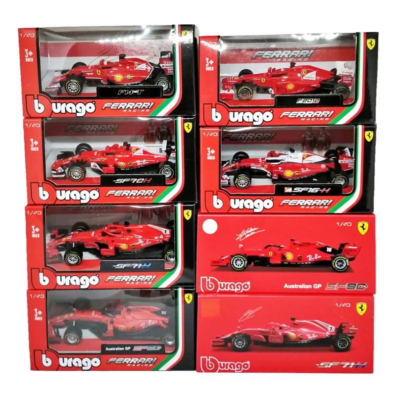 Модель автомобиля BBurago 1:43 F1 SF90 2019 SF14T 2014 Nr7 Kimi Raikkonen 2015 SF15T Nr5 Себастьян Vettel F2012