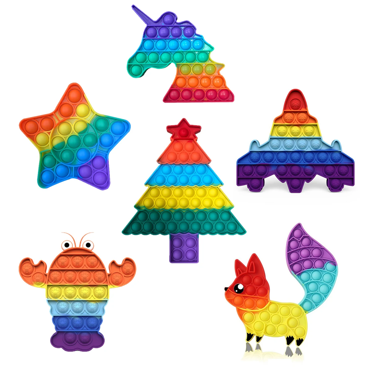 Compressiontoypushbubblefingertiptoysimpledimplerainbow