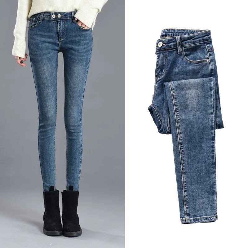 2020 New Winter Leisure Women Pant Slim Fit Female Pants Solid Color Cotton Fashion Denim High Quality Ladies Bottoms | Женская одежда