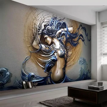 

Custom Self-Adhesive Waterproof Mural Wallpaper 3D Embossed Figure Sculpture Art Photo Wall Painting 3D Removable Wall Stickers