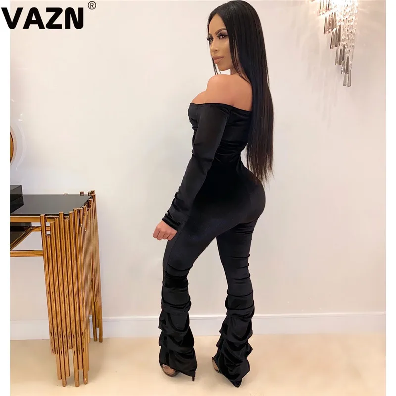 VAZN с вырезом лодочкой красочные новые горячие модные уличные Комбинезоны повседневные бодикон сексуальные длинные брюки тонкий длинный комбинезон