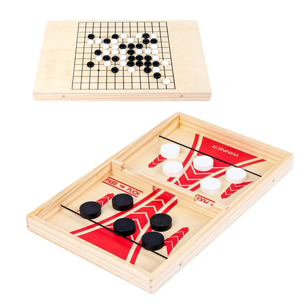 テーブルホッケーパンズリングパックボードゲーム高速なパックとゴブラン木製ボードゲームセットデスクトップバトルボードゲーム Party Games Aliexpress