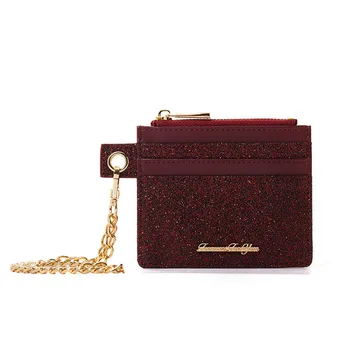 

Sequin Chain Mini Wallets Women Coin Purse Solid Color Key Card Multifunction Clutch Pillow Designer Small Wallet Shining Color