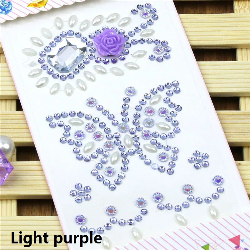 CA475-Light purple 1 лист акриловые стрекозы искусственные бриллианты с повторяющимся цветом DIY Ручная работа телефон украшение автомобиля Скрапбукинг Ремесло стикер кристалл аксессуары - Цвет: CA475-Light purple