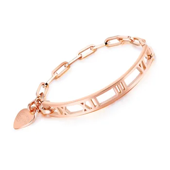

Hemiston Women's Titanium Steel Roman Digital RoseGold Plated Bracelet Love Bracelet