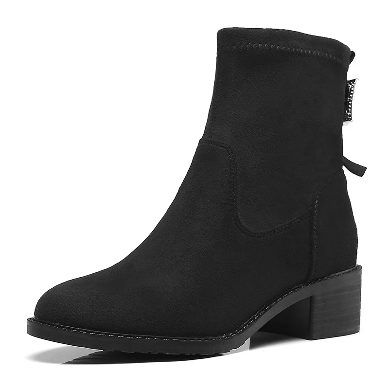 

Medium and small legs, elastic socks, boots, thick high heels, elastic shoes, autumn short boots, high heels, large size 34-43