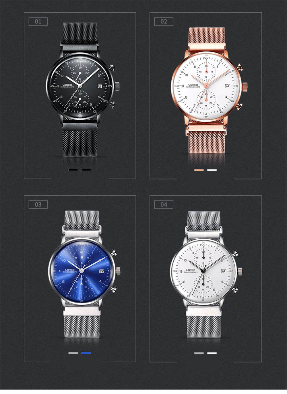 luxo 50m à prova dwaterproof água relógio