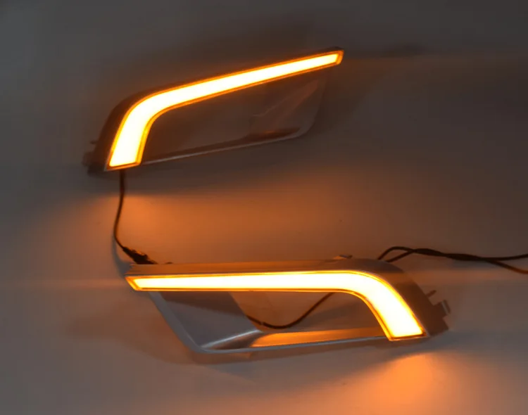 Автомобильный мигающий 2 шт. для Ford Ranger Wildtrak светодиодный DRL Дневной ходовой светильник дневной противотуманный фонарь желтый Поворотный Светильник