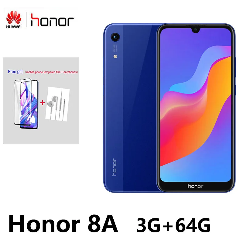 Huawei Honor 8A мобильный телефон 6 09 &quot1560x720 Смартфон 13MP + 8MP 3020mAh разблокировка лица 3g 64g |