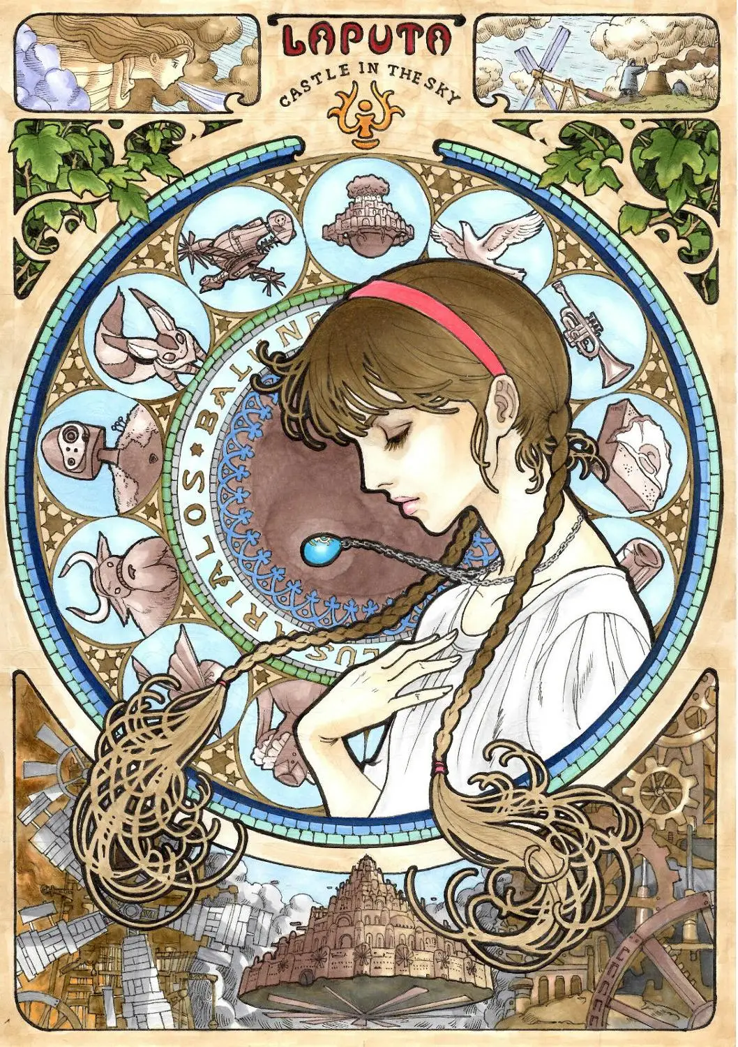 Studio Ghibli Laputa Castle In The Sky Anime Art print Silk poster Home Wall Decor | Дом и сад