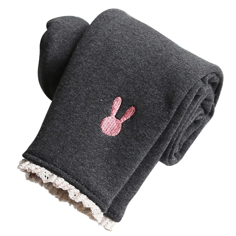 dark gary rabbit Детские плотные леггинсы; сезон осень-зима; бархатные брюки; теплые штаны для маленьких девочек; однотонные кружевные леггинсы; одежда для детей; Новинка года - Цвет: dark gary rabbit