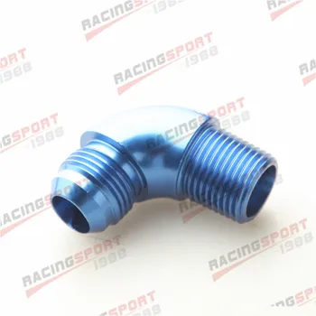 

90 Degree AN10 AN-10 to 1/2" NPT With O-Ring Full Flow Fitting Adapter Blue