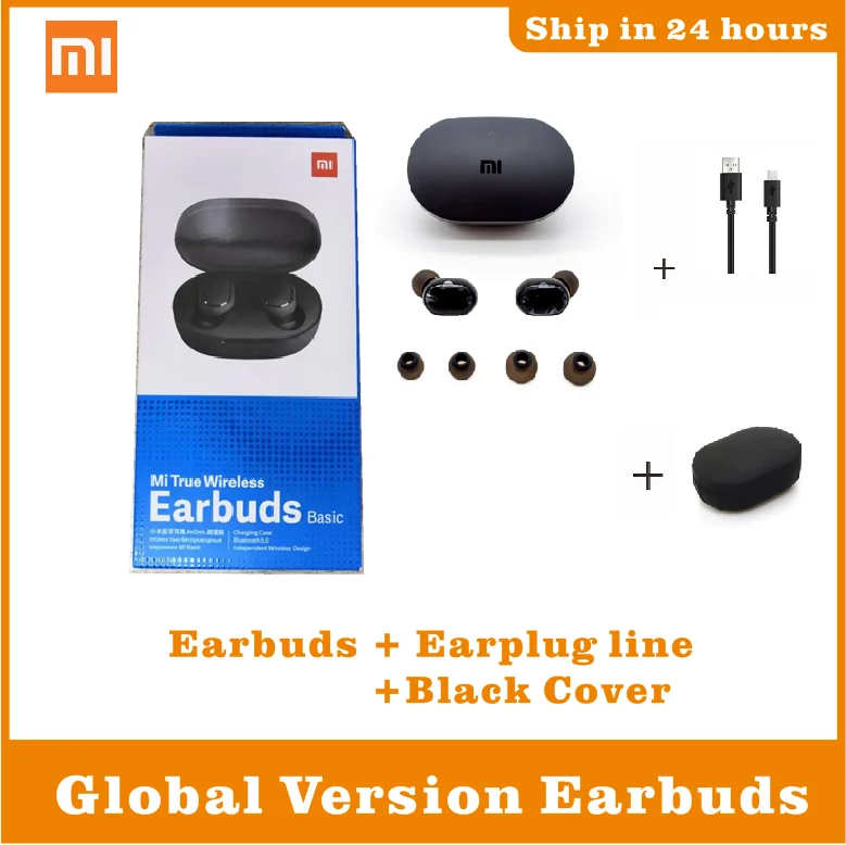 Xiaomi Redmi Airdots TWS, Bluetooth 5,0, беспроводные наушники, гарнитура, наушники, голосовое управление, шумоподавление, управление краном - Цвет: Global Case and line