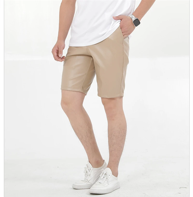 Summer Leather Shorts Men Fashion Brand Boardshorts Male Casual Shorts Comfortable Plus Size Mens Elastic Outerwear Khaki Shorts mens casual shorts