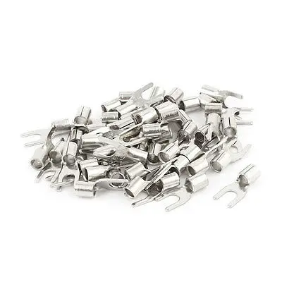 

50PCS Uninsulated Furcate Fork Terminals Cable Lug SNBS5.5-4 AWG 12-10