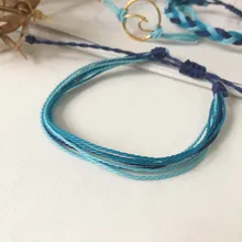 Морской стиль, ручная работа, плетеная веревка, волнистый кулон, браслет, восковая линия, набор из трех предметов