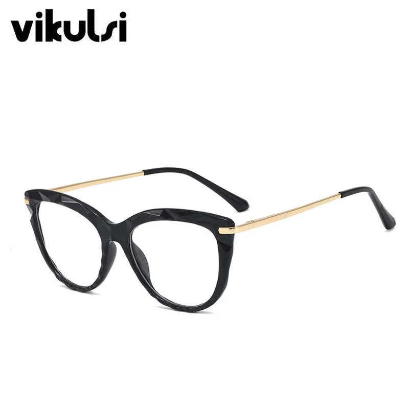 Crystal Transparent Clear Lens Glasses Women Luxury Vintage Retro Cat Eye Glasses Ladies Anti-blue light Computer Optical Frames - Цвет оправы: E429 C1 black