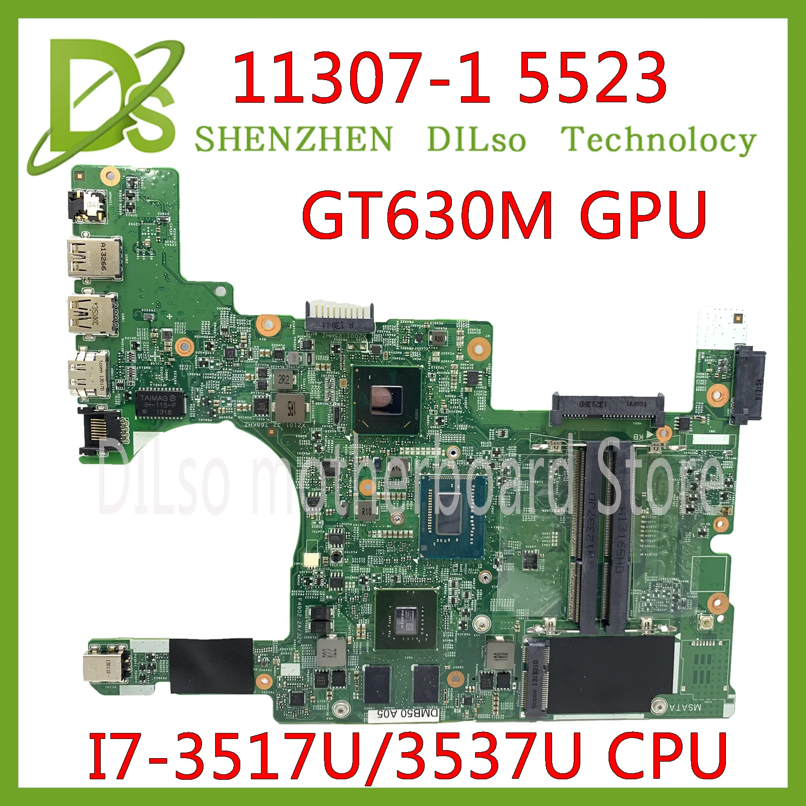 KEFU 11307-1 Материнская плата для Dell INSPIRON 15Z 5523 материнская ноутбука I7-3517U/3537 CPU GT630M