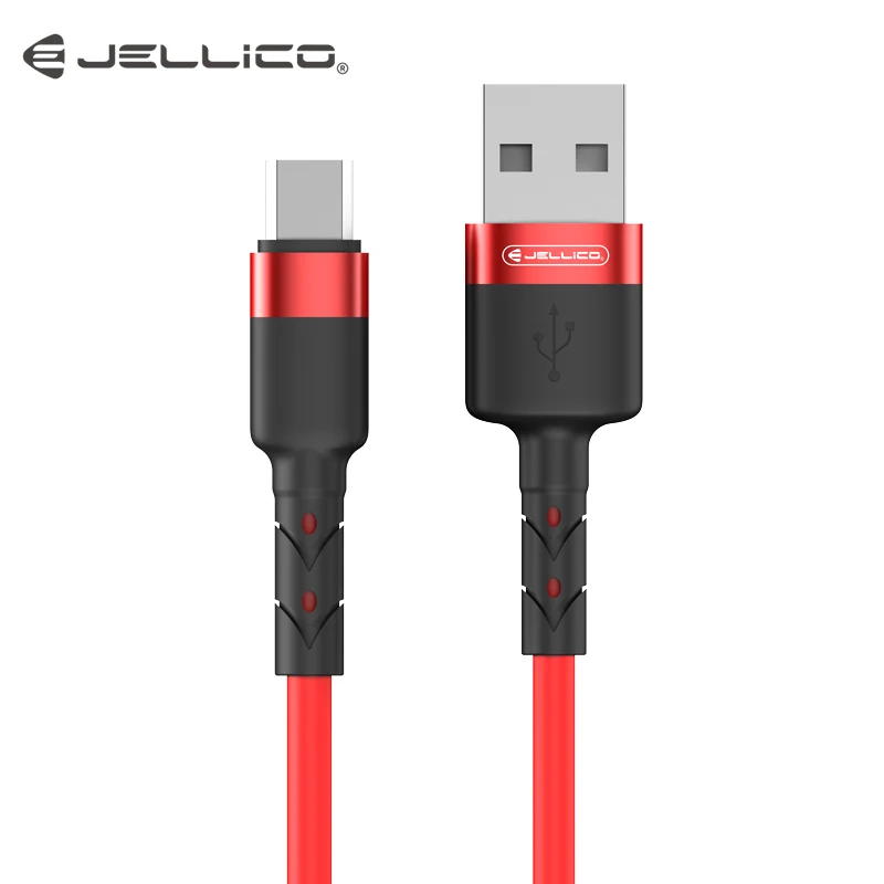 Micro red Jellico 1 м мягкий силиконовый USB кабель для iPhone 11 pro Max type C кабель Micro кабель для samsung USB C кабель - Цвет: Micro red