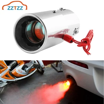 

1Pcs Universal Car LED Exhaust Pipe Red Light Flaming Muffler Tip Stainless Steel Trim Modified Car Rear Tail Throat