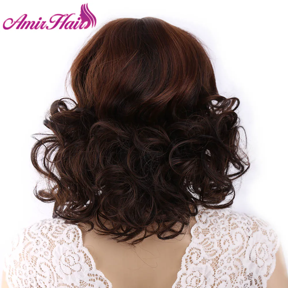 Amir Bouncy Curly Hair Brown Synthetic Wigs For Women Bob
