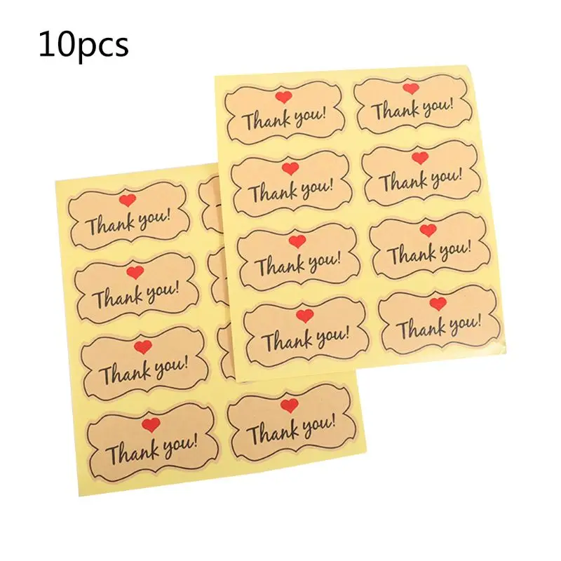 

10 Sheets(80pcs) Stickers Simple "Thank you" Letters Print Label Stickers Craft Stationery Adhesive Sealing Baking Paper