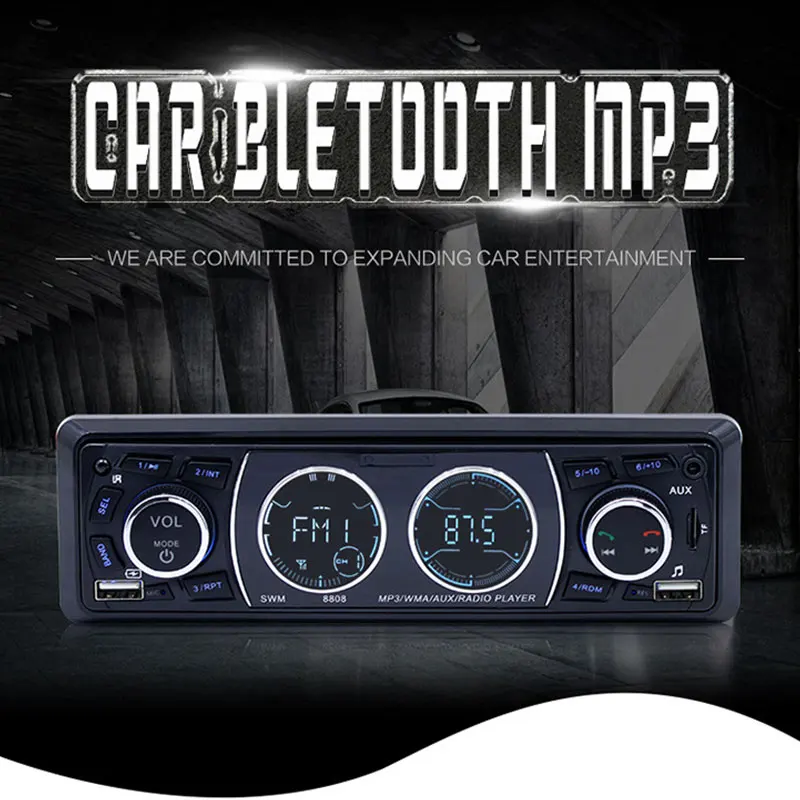 Плеер радио аудио автомобиля премиум стерео MP3 FM приемник Поддержка часы USB Bluetooth пульт дистанционного управления универсальный