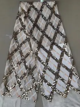

pretty French net lace fabric with sequins embroidery lace fabric for fashion dress